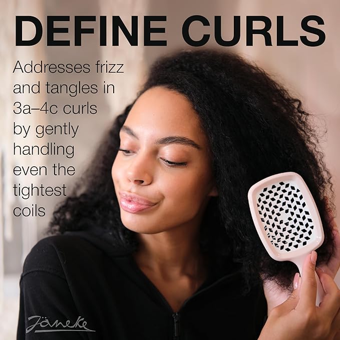 Janeke Superbrush Detangling Brush for Soft Smoothing Hair Brushing with Anti-Static Bristles - Vented Wet Hair Brush for Blow Drying Use - Perfect for Curly, Thick, Wavy, Fine Hair Types (Nude)