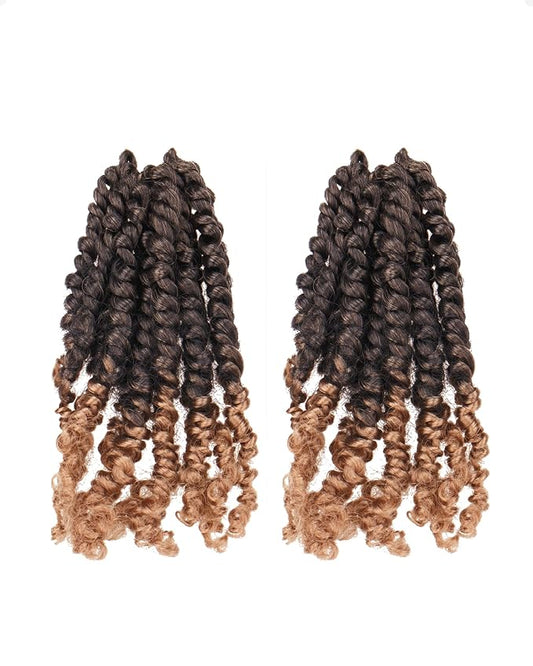 Super Short Passion Twist Crochet Hair for Black Women and Kids-6 Inch 2 Packs Ombre Blonde Pre Looped Pre-twisted Passion Twist Hair,Bob Spring Kinky Twist Bohemian Curl(6"-2P,T27)
