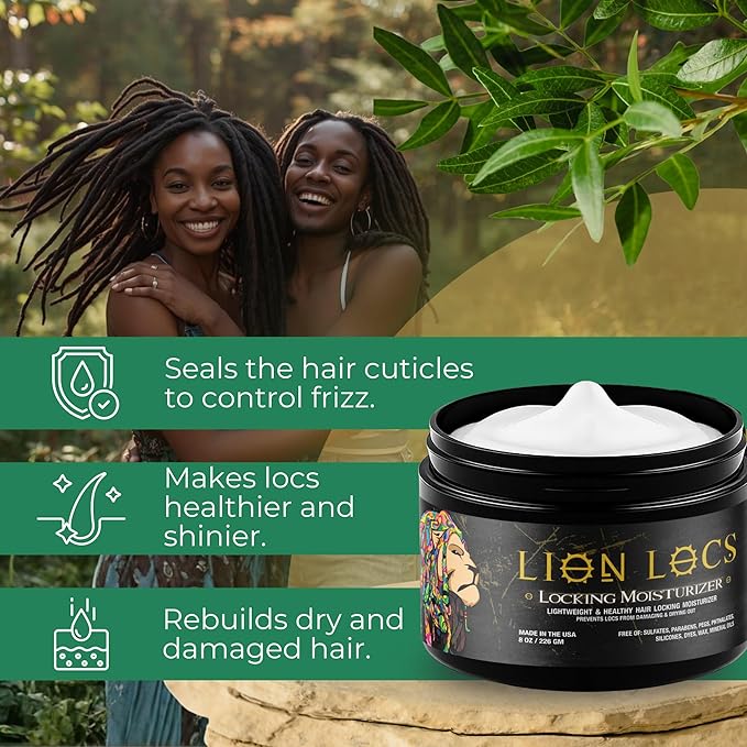 Lion Locs Hair Locking Dreads Moisturizer for Dreadlocks, Locks, Microlocs, Interlocks, Braids, Fauxlocs, Sisterlocks | - Large Container Residue and Build-Up Free (8oz) (Regular)