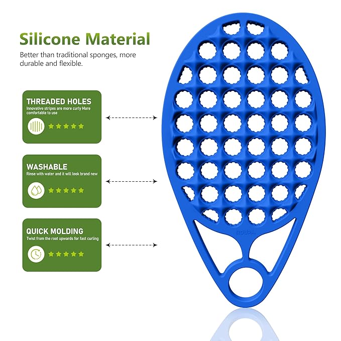 KOUPA Magic Silicone Curly Hair Brush, One Piece Twist Curl Comb for Afro Curls, Washable Hair Tool for Men Women, Blue, 1 Piece