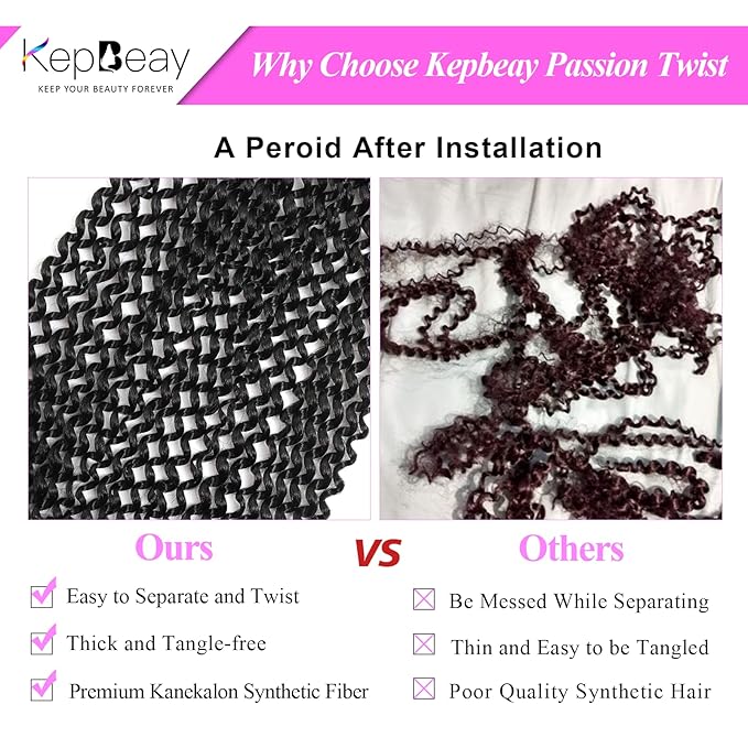 Passion Twist Hair 18 Inch 6Packs Water Wave Crochet Hair Passion Twist Crochet Hair Black Mixed Brown Color Synthetic Hair Extensions for Women (18Inch, 6Packs T30#)