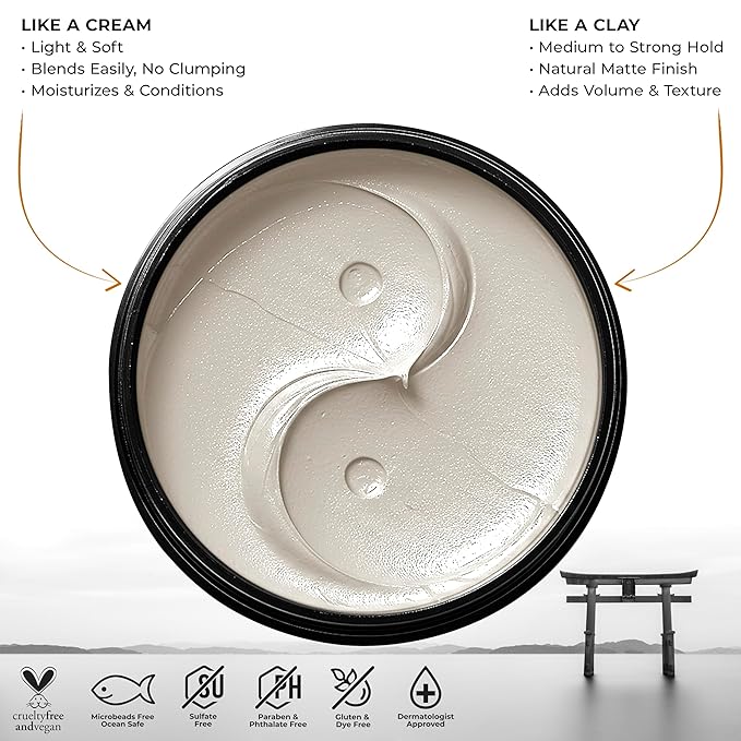 Blackwood For Men BioFuse Hair Cream Clay, Matte Finish Medium to Strong Hold Hair Styling Aid, Natural Hybrid that Texturizes, Moisturizes, Conditions, Adds Volume, Fights Frizz & Detangles, 3oz