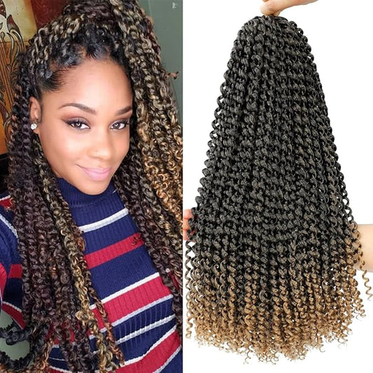 Dansama Passion Twist Hair Water Wave Braiding Hair for Butterfly Style Crochet Braids Bohemian Hair Extensions (18inch (Pack of 7), T1B/27)