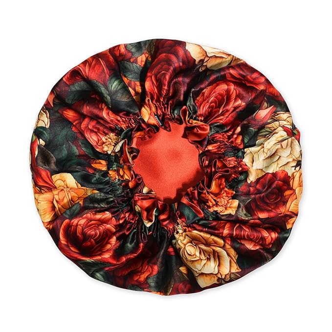 100% Mulberry Silk Bonnet for Women – Handmade in USA, 19 Momme Double-Layer Reversible Hair Wrap, Non-Slip Sleep Cap for Curly & Natural Hair, Luxury Hair Protection (Dusty Rose)