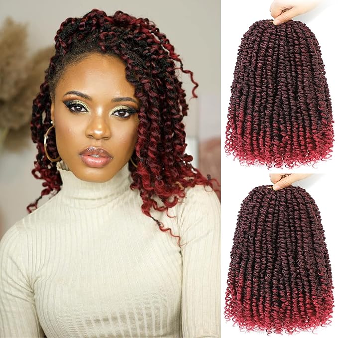 Passion Twist Crochet Hair 10Inch Passion Twist Hair 8 Packs Pre-Twisted Short Crochet Hair for Black Women Passion Twist Crochet Curly Hair…
