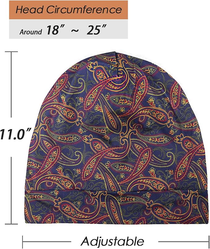 Adjustable Satin Lined Sleep Cap for Dreadlocks Curly Hair Large Head-Stay On Overnight