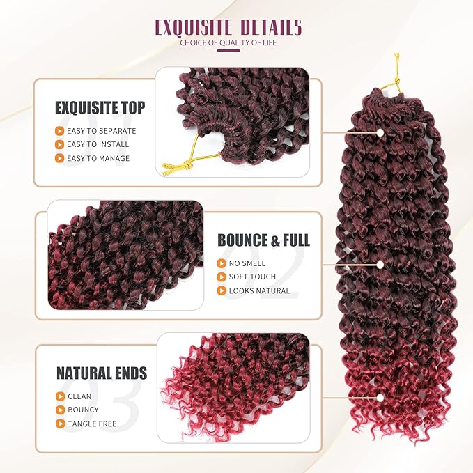 Dansama Passion Twist Hair Water Wave Braiding Hair for Butterfly Style Crochet Braids Bohemian Hair Extensions (12inch (Pack of 6), T1B/BUG)