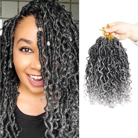 Goddess Locs Crochet Hair,8 Inch 9 Packs Faux Locs Synthetic Crochet Hair for Black Women, Boho Style Pre looped crochet with Curly Ends