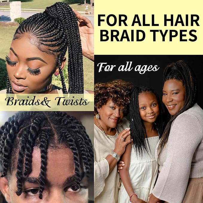 Braid Foam Control Mousse Hair Braiding Mousse for Twist, Locs, Braids Lightweight - Braid Spray Rose Mint for Dreads, Dreadlocks, Locks Spray Rose Water for Itchy Scalp (2PCS)