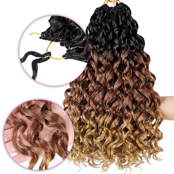 7 Packs GoGo Curl Crochet Hair 12 Inch Short Curly Crochet Hair for Women Beach Curl Water Wave Deep Twist Crochet Braids Synthetic Braiding Hair Extensions (12 Inch, T1B/30/27)