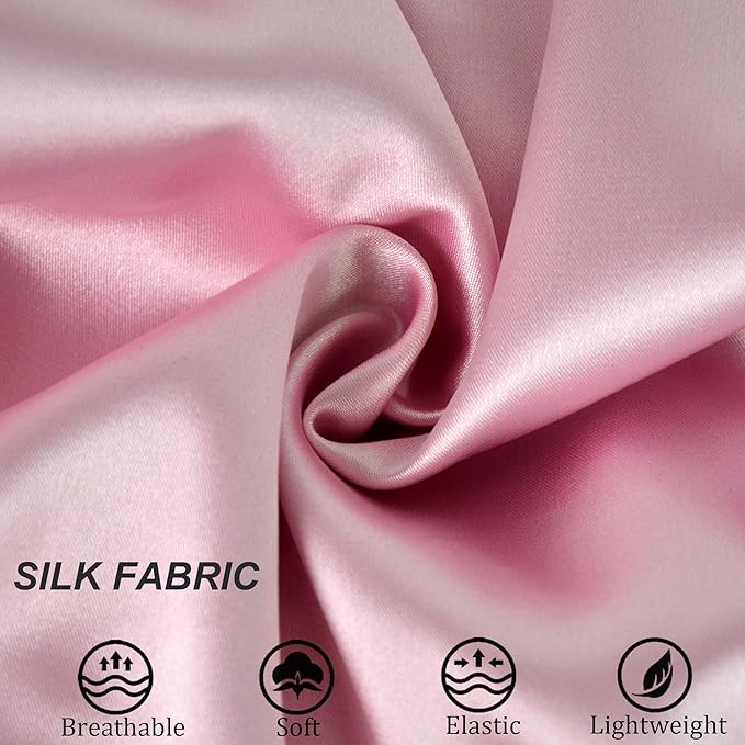 Silk Bonnet for Sleeping Satin Bonnets Double Layer Reversible Hair Cap Bonnet for Women Long Curly Braid Hair (Pink)