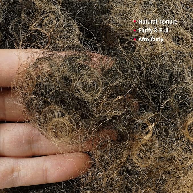 GLAM21USA Afro Puff Drawstring Ponytail Retro Kinky Curly Ponytail Wig Clip in Bun Hair Piece for Black Women Synthetic Hair Extension (MEDIUM, T1B/27)