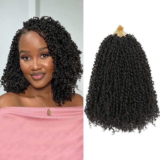 NAYOO 12 Inch Yanky Twist Crochet Hair - 8 Packs (30 Stands/Pack) Mini Passion Twist with Curly Ends Synthetic Pre-Looped Crochet Braids Braiding Hair(12 Inch, 4#)