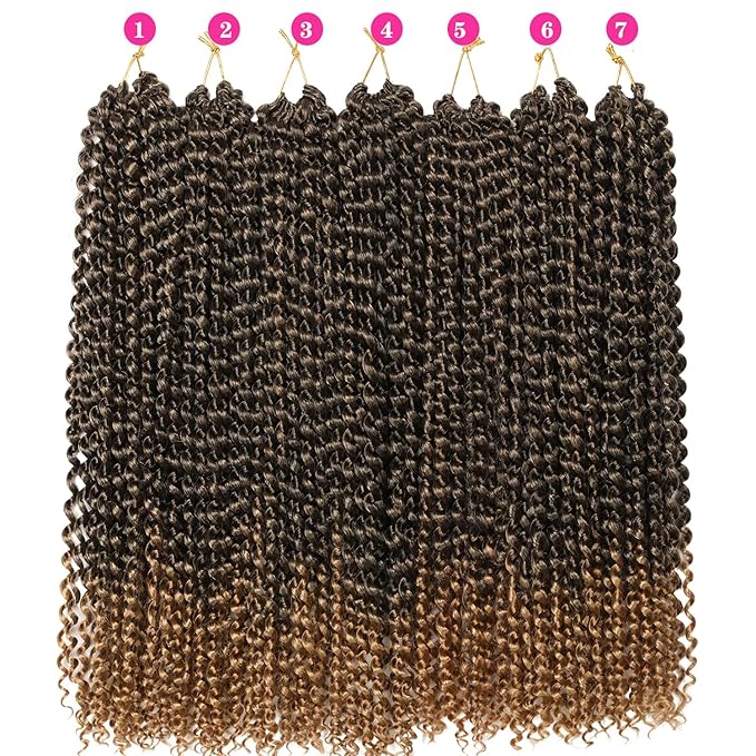Ubeleco 30 Inch Passion Twist Hair, Water Wave Crochet Hair Ombre Blond Passion Twist Crochet Hair for Women Long Bohemian Passion Twists Curly Braiding Hair Extensions (30in (Pack of 7),1B/27)