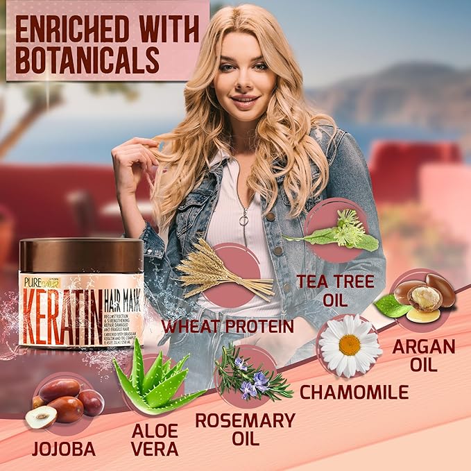 Keratin Hair Mask - Deep Conditioning Treatment for Dry and Frizzy Hair - Advanced Repair for Extremely Damaged Hair - Hydrating Conditioner with Collagen Protein, Moisturizing for Curly Women and Men