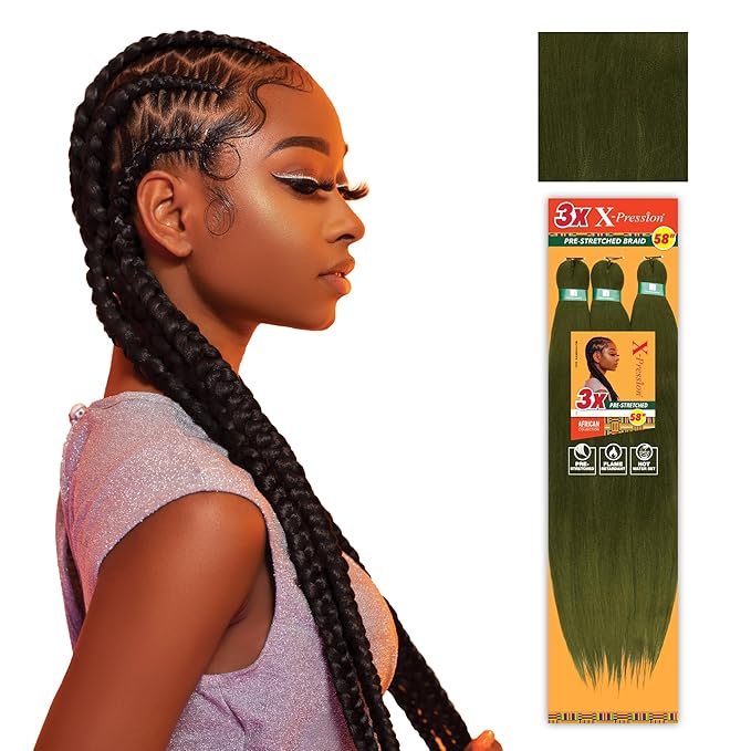Sensationnel X-pression prestretched braiding hair - 3x braid 58 inch all kanekalon flame retardant synthetic braid for box braids and twists (1 pack, MARSH)