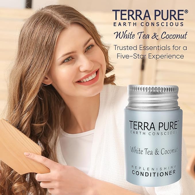 Terra Pure White Tea & Coconut Conditioner, Travel Size Hotel Amenities, 1 oz. (Case of 100)