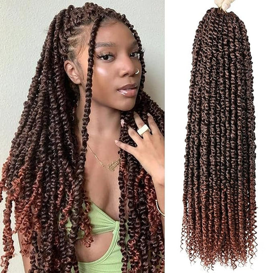 Passion Twist Hair - 8 Packs 24 Inch Passion Twist Crochet Hair For Women, Crochet Pretwisted Curly Hair Passion Twists Synthetic Braiding Hair Extensions (24 Inch 8 Packs, T350)