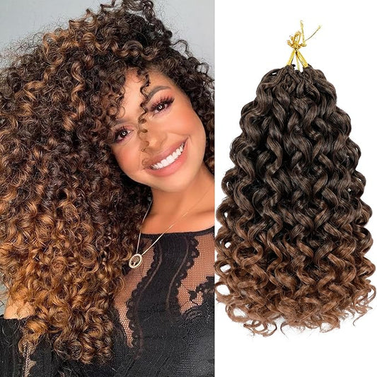 7 Packs GoGo Curl Crochet Hair 10 Inch Short Curly Crochet Hair for Women Beach Curl Water Wave Deep Twist Crochet Braids Synthetic Braiding Hair Extensions (10 Inch, T1B/30)