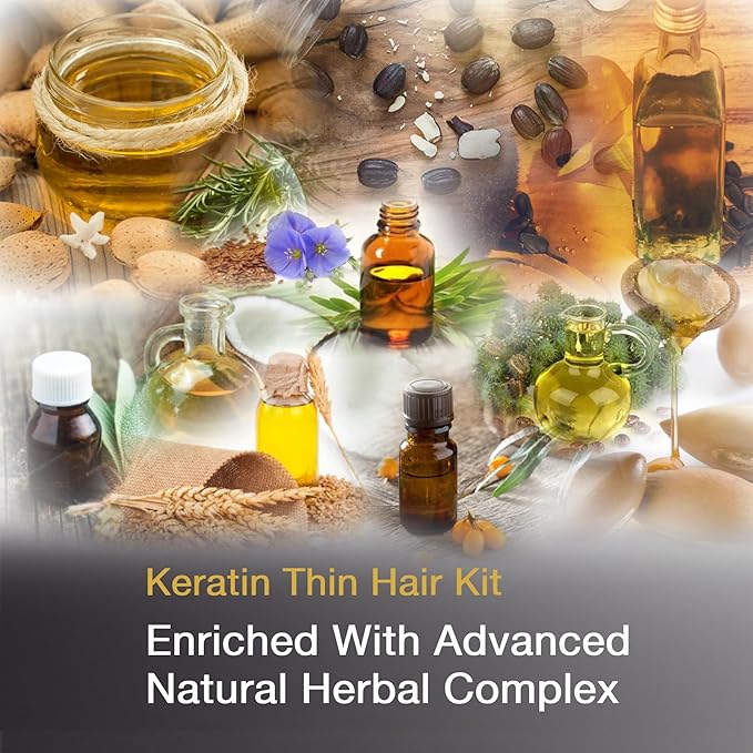 Vitamins Keratin Travel Kit - Weightless Heat Protectant, Nourishing Clarifying Shampoo, Intensive Deep Conditioner for Damaged Hair