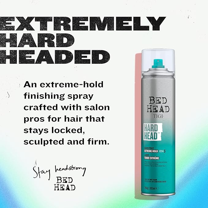TIGI Bed Head Hard Head Hair Spray – Extra Strong Hold for All Day Style and All Hair Types, 11.7 oz
