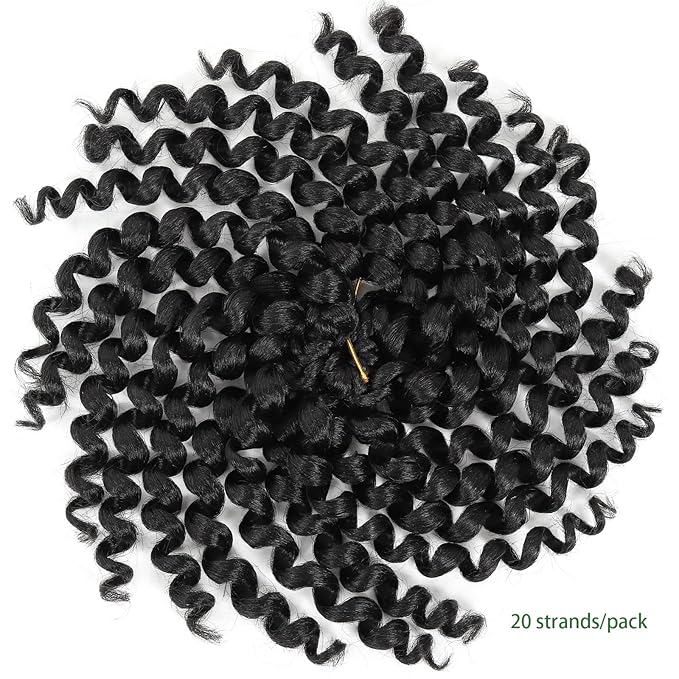 5 Packs 2X Ringlet Wand Curl Jamaican Bounce 8 inch Synthetic Crochet Hair Extensions Crochet Braiding Hair 20 Roots Crochet Curly Hair(8Inch (Pack of 5), 1B)