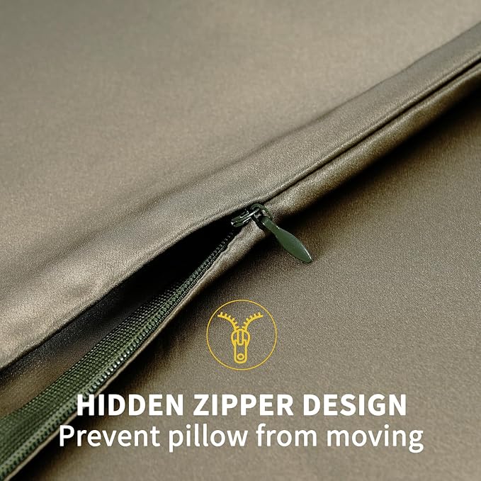 ZIMASILK 100% Pure Mulberry Silk Pillowcase for Hair and Skin Health,Soft and Smooth,Both Sides Premium Grade 6A Silk,600 Thread Count,with Hidden Zipper,1pc (King 20''x36'',Olive Grey)
