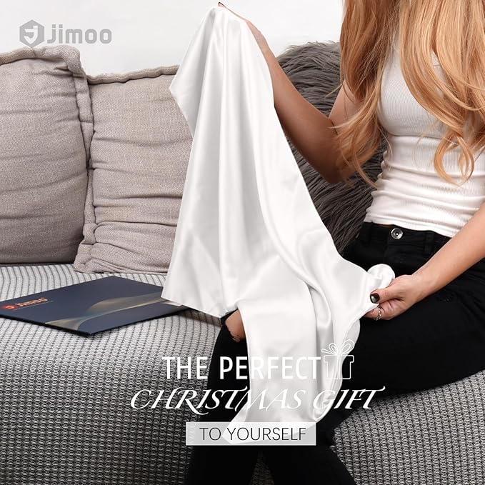 100% Mulberry Silk Pillowcase for Hair and Skin, 22 Momme Pure Natural Silk Pillow Case Both Sided with Zipper, Pillow Cover for Women Mom Men (Ivory White, Queen 20''×30'', 2 Pack)