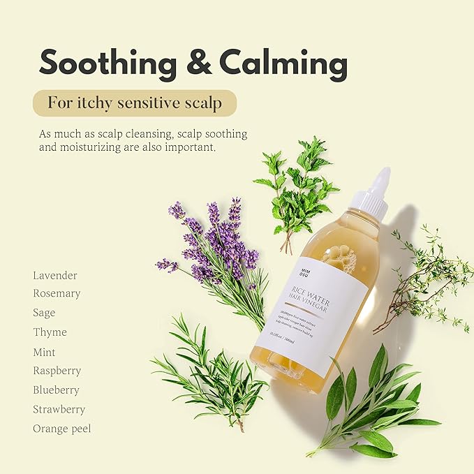 mimosu Apple Cider Vinegar Hair Rinse with Rice Water Refill 8.45oz, Hair Growth Cleansing Conditioner, Gentle Scalp Cleanser for Build Up, Glycolic Acid Dandruff Treatment