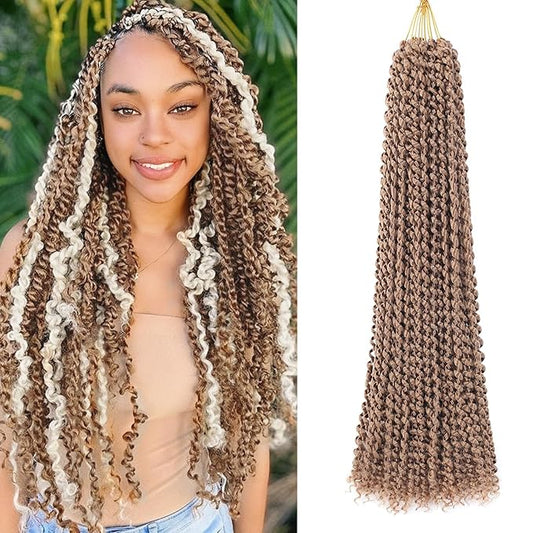 Passion Twist Hair 24 Inch 5 Packs Passion Twist Braiding Hair Water Wave Crochet Hair For Black Women Passion Twist Crochet Hair/Butterfly Locs/Spring Twist Crochet Braids Hair(24in,27#)