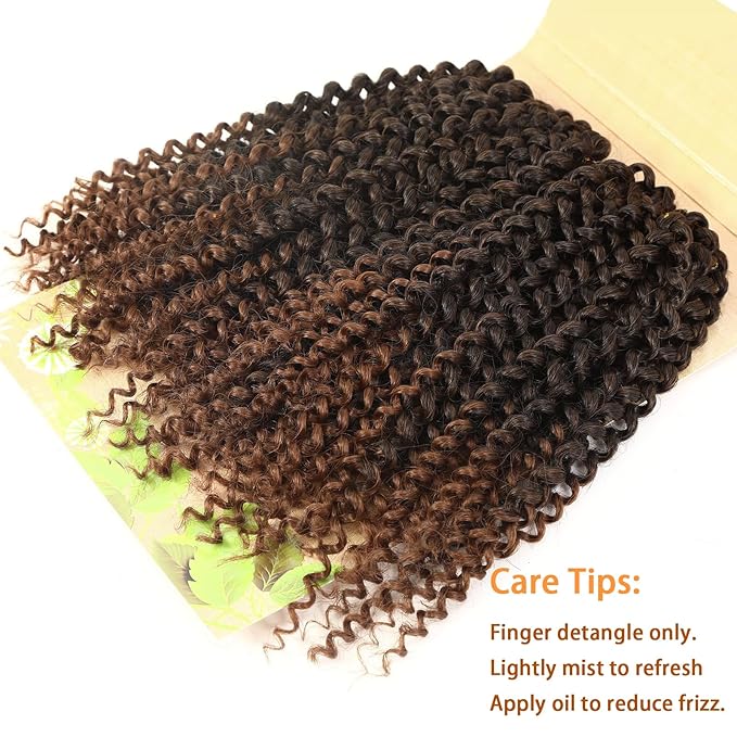 LADY MIRANDA Brown Color Afro kinky Curly Braiding Hair Extensions Jerry Curl Crochet Hair 3X Braid Hair Mixed Dark Brown to Light Brown Short Synthetic Hair Styles (Black&brown)
