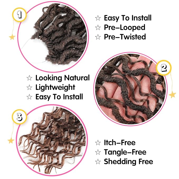 Fulcrum Goddess Locs Crochet Hair 14 Inch, 8 Packs New Faux Locs Crochet Hair for Black Women, Crochet locs with Curly Ends (14Inch (Pack of 8), T30#)