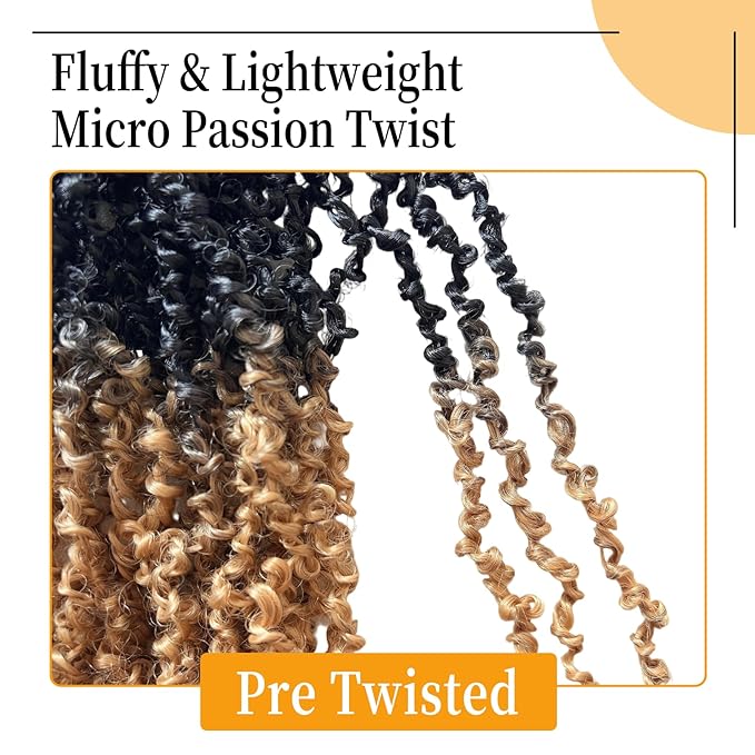 10 Inch Pre-Looped Yanky Twist Crochet Hair, 30 Strands/Pc, Mini Passion Twists, Senegalese Braiding Hair (OT27, 8 Pcs/Pack)
