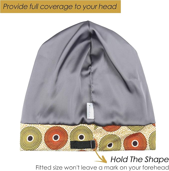Adjustable Satin Lined Sleep Cap for Dreadlocks Curly Hair Large Head-Stay On Overnight