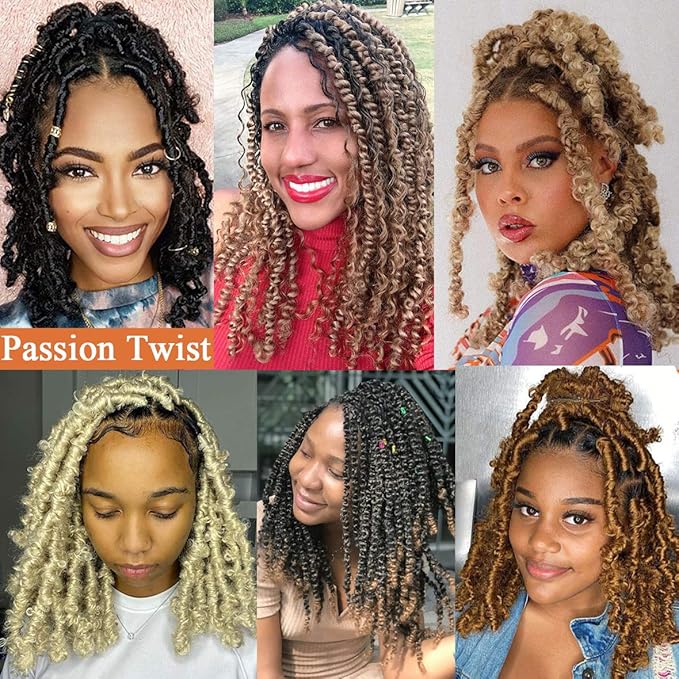 Leeven 12 Inch Ombre Burgundy Water Wave Crochet Hair For Passion Twist 7 Packs Short Bob Passion Twists Hair for Butterfly Locs Synthetic Spring Twist Braiding Hair for Women TBUG#
