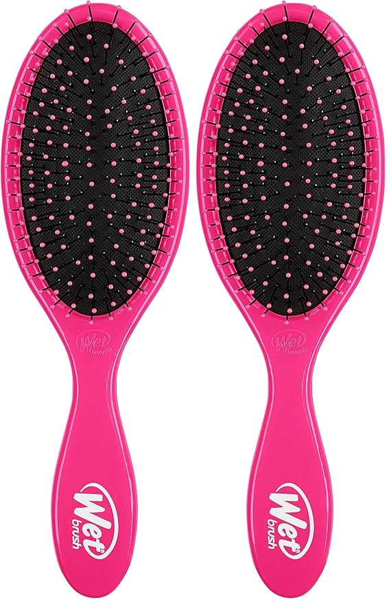 Wet Brush Detangling Brush, Original Detangler Brush (Pink) - Wet & Dry Tangle-Free Hair Brush for Women & Men - No Tangle Soft & Flexible Bristles for Straight, Curly, & Thick Hair (Pack of 2)