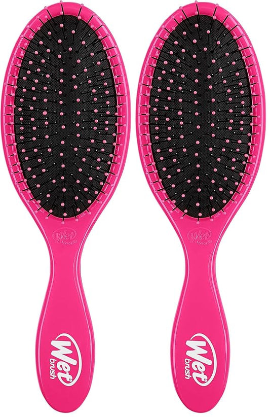 Wet Brush Detangling Brush, Original Detangler Brush (Pink) - Wet & Dry Tangle-Free Hair Brush for Women & Men - No Tangle Soft & Flexible Bristles for Straight, Curly, & Thick Hair (Pack of 2)