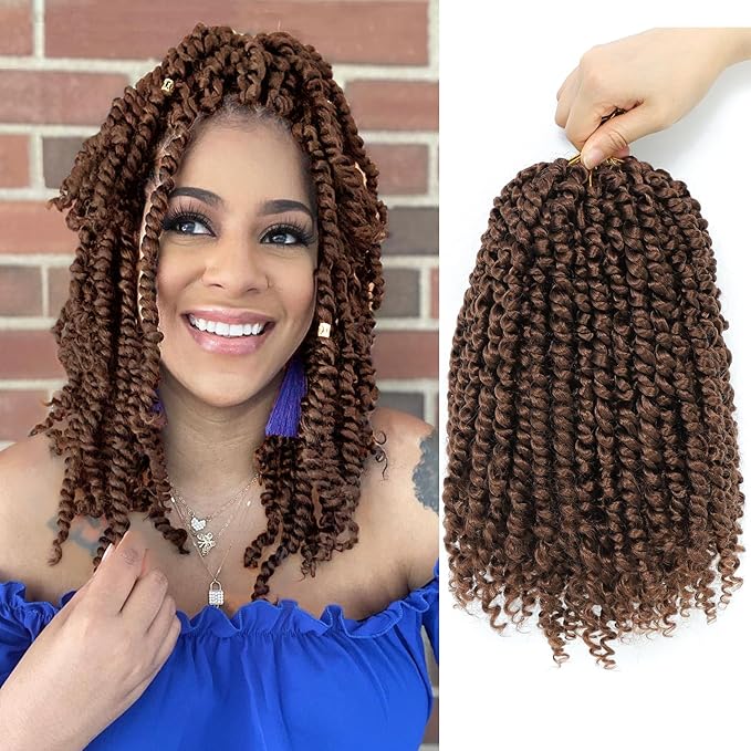 Passion Twist Crochet Hair 10Inch Passion Twist Hair 8 Packs Soft Pre-Twisted Passion Twist Curly Crochet Hair for Black Women 30#