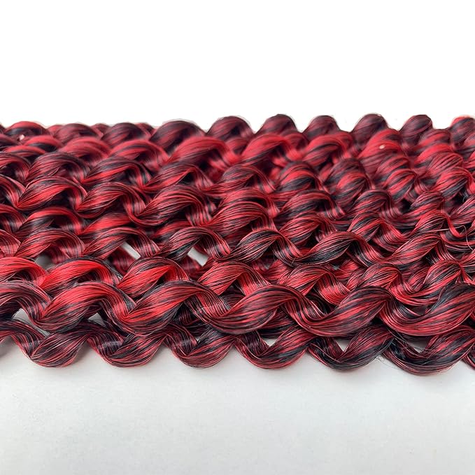 6 Packs Passion Twists Hair 18inch Ombre Red Water Wave Crochet Hair for Butterfly Soft Locs Synthetic Crochet Hair Passion Twist Long Bohemian Locs Braiding Hair Extensions (18inch T1B/Red#)