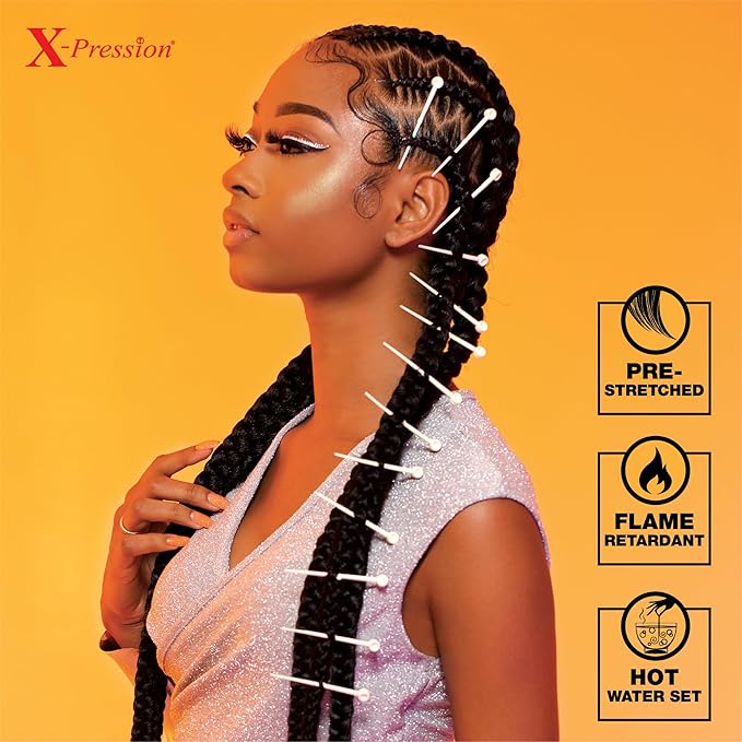 Sensationnel X-pression prestretched braiding hair - 3x braid 58 inch all kanekalon flame retardant synthetic braid for box braids and twists (1 pack, 4 MEDBROWN)
