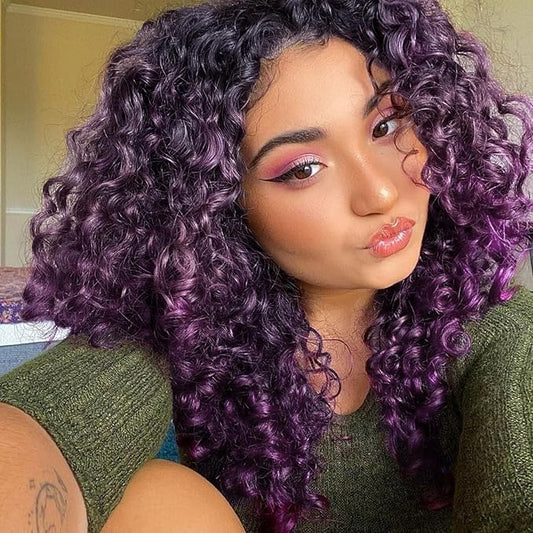 7 Packs GoGo Curl Crochet Hair 10 Inch Short Curly Crochet Hair for Women Deep Wave Beach Curl Crochet Braids Synthetic Braiding Hair Extensions(10 Inch, #M1B/Purple)