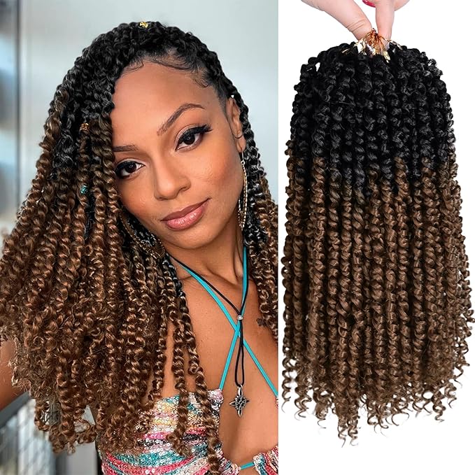 NAYOO Passion Twist Hair - 8 Packs 12 Inch Passion Twist Crochet Hair For Women, Crochet Pretwisted Curly Hair Passion Twists Synthetic Braiding Hair Extensions(12 Inch 8 Packs, OT30)
