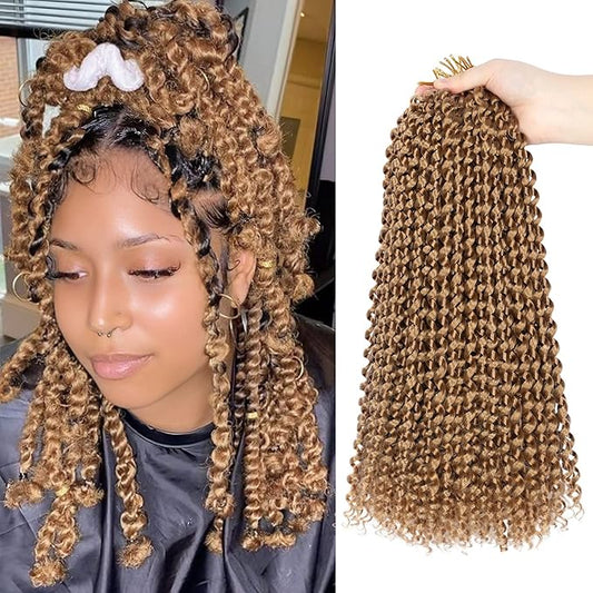 Ubeleco Blonde Passion Twist Hair,10 Inch Water Wave Crochet Hair For Women Short Passion Twist Crochet Hair Passion Twists Braiding Hair Curly Braiding Hair Extensions (10 Inch (Pack of 2), #27)