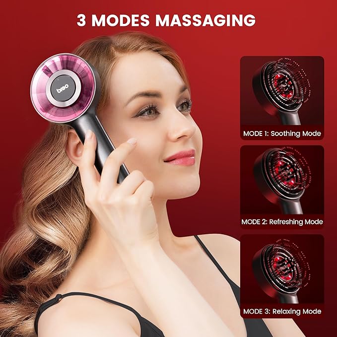 Breo Scalp3 Shiatsu Massaging Brush - IPX7 Waterproof Cordless Electric Massage Brush for Deep Scalp and Hair Massage, Portable Head Massager for Muscle Relaxation