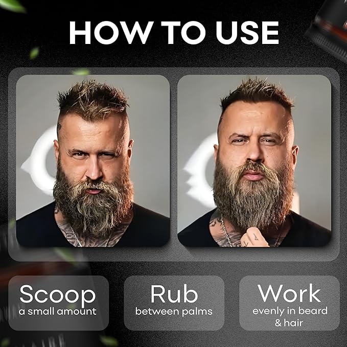 BAHAWAT Hair & Beard Butter for Men Leave-in Conditioner - Oud & Sandalwood scent - Strengthen & Soften– Made in USA -Organic Natural Ingredients | The Best Beard Butter - 2 oz.