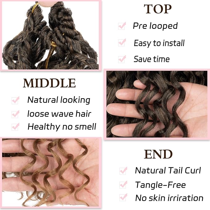 XTREND 18 Inch Gogo Curl Crochet Hair, 8 Packs, Pre-Looped Ocean Wave, Beach Curl, Bohemian Water Wave, Curly Crochet Hair, Box Braids, Synthetic Braiding Hair Extensions (16Strands/pack, T27#)