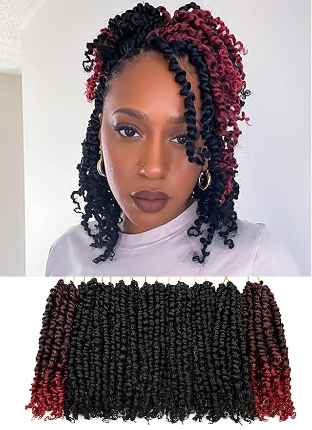 10 Inches 8 Packs Passion Twist Crochet Hair for Black Women-Mixed Color Combo Pack(6 packs 1B+2 packs T1B/BUG),Pre-twisted Pre Looped Soft Synthetic Braided Hair Extensions(10"-8 Packs,1B+TBUG)
