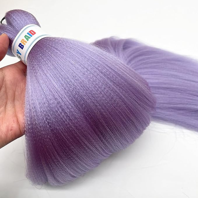 Purple Lavender Braiding Hair Pre Stretched Crochet Kids Pre Sectioned Braiding Hair Extensions 26 inch Hypoallergenic Synthetic Knotless Natural Braids