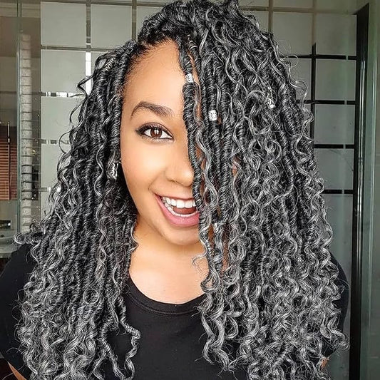 Fulcrum Goddess Locs Crochet Hair 12 Inch, 8 Packs New Faux Locs Crochet Hair for Black Women, Crochet locs with Curly Ends (12Inch (Pack of 8), Tgray#)
