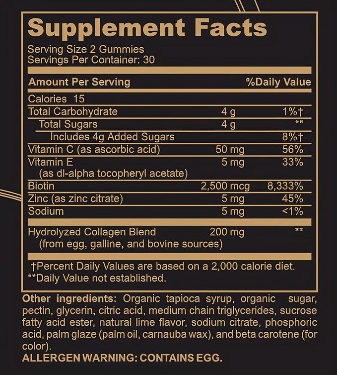 Black Girl Vitamins - Collagen Gummies for Hair, Skin, and Nail Support, with Vitamin C, Vitamin E, and Biotin, Gluten-Free, (Lime), 60ct